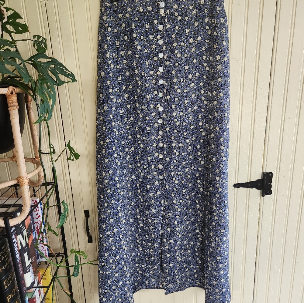 Y2K Floral Button Up Midi Skirt